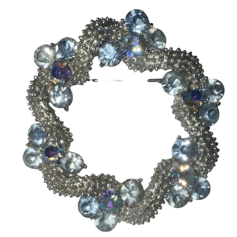 Vintage Coro Pegasus Blue AB Wreath Brooch